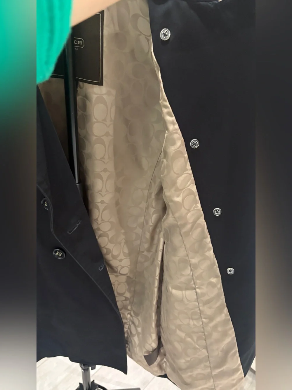 Coach black double-breasted trench coat